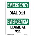 Signmission OSHA EMERGENCY Sign, Dial 911, 5in X 3.5in Decal, 3.5" W, 5" L, Landscape, OS-EM-D-35-L-10304 OS-EM-D-35-L-10304